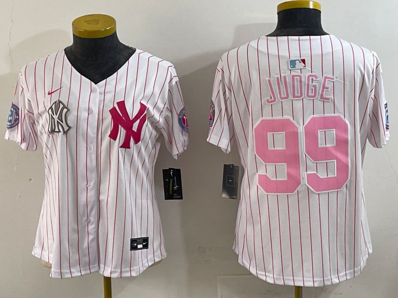 Youth 2025 New York Yankees 99 Judge White Stripe Joint Name Nike MLB Jersey style 6207
